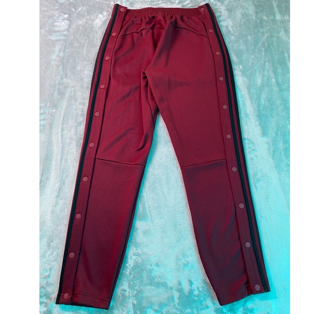 Adidas Adibreak Track Pants Mens M Burgundy Snap Button Tearaway BR3291 Striped
